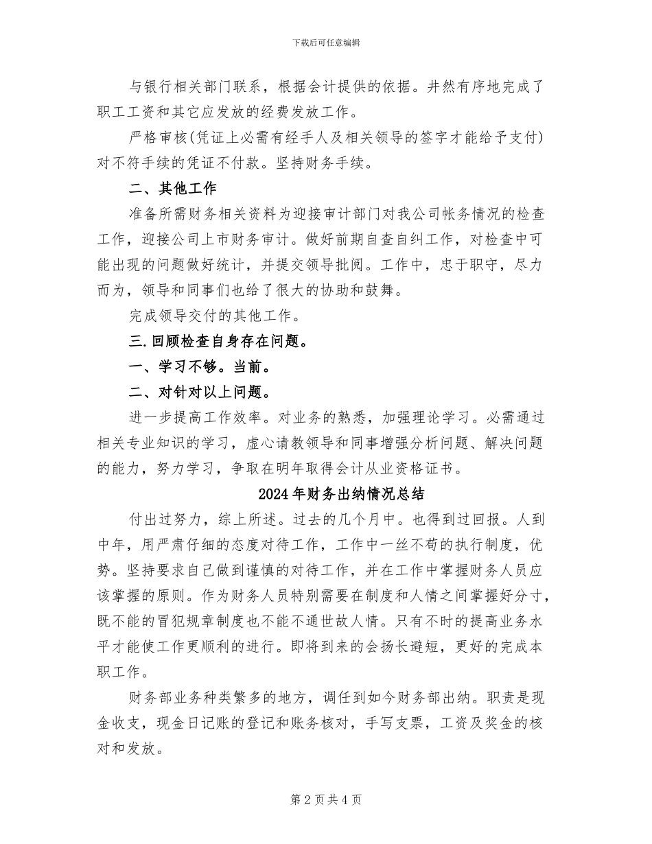 2024年财务出纳情况个人总结_第2页