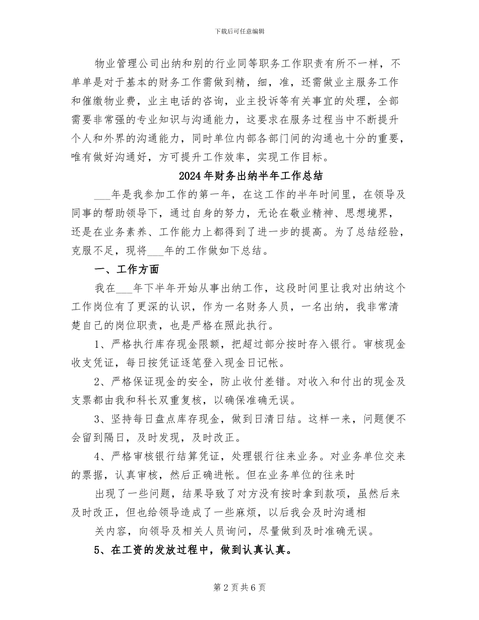 2024年财务出纳份工作总结_第2页