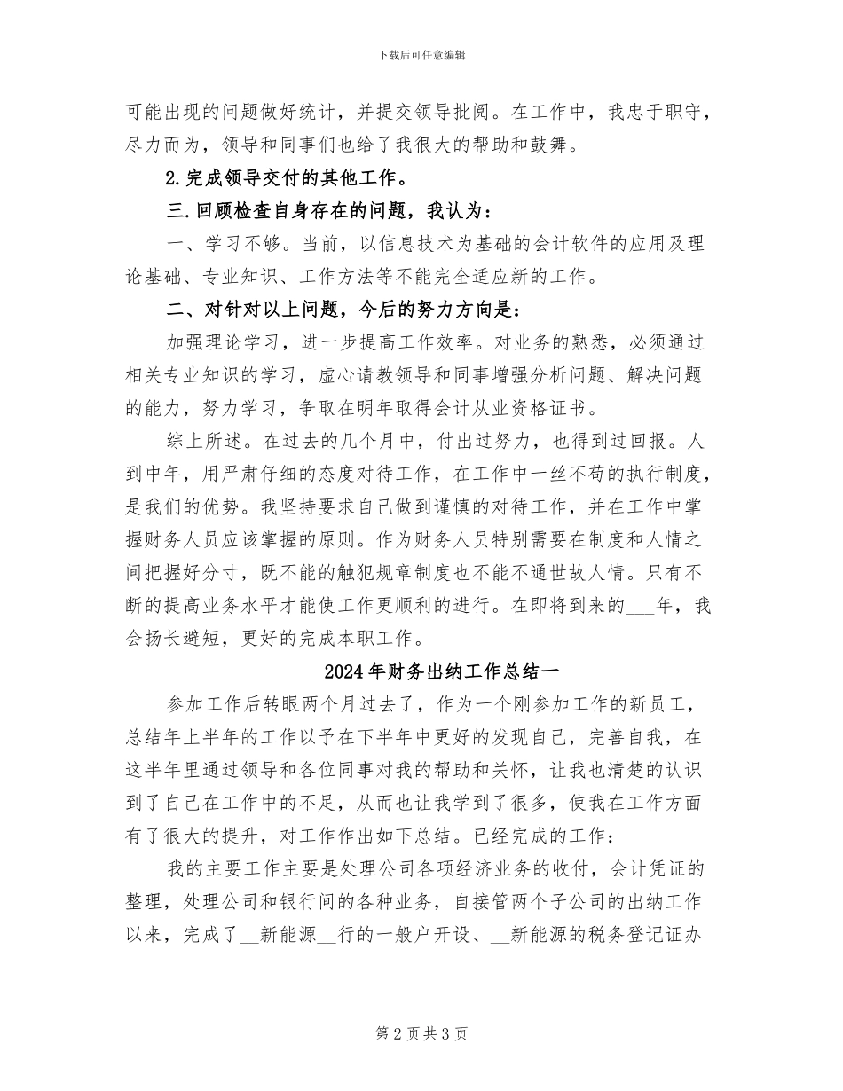 2024年财务出纳工作总结_第2页