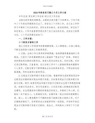 2024年财务实习期三个月工作小结