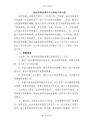 2024年财务审计个人年终工作小结