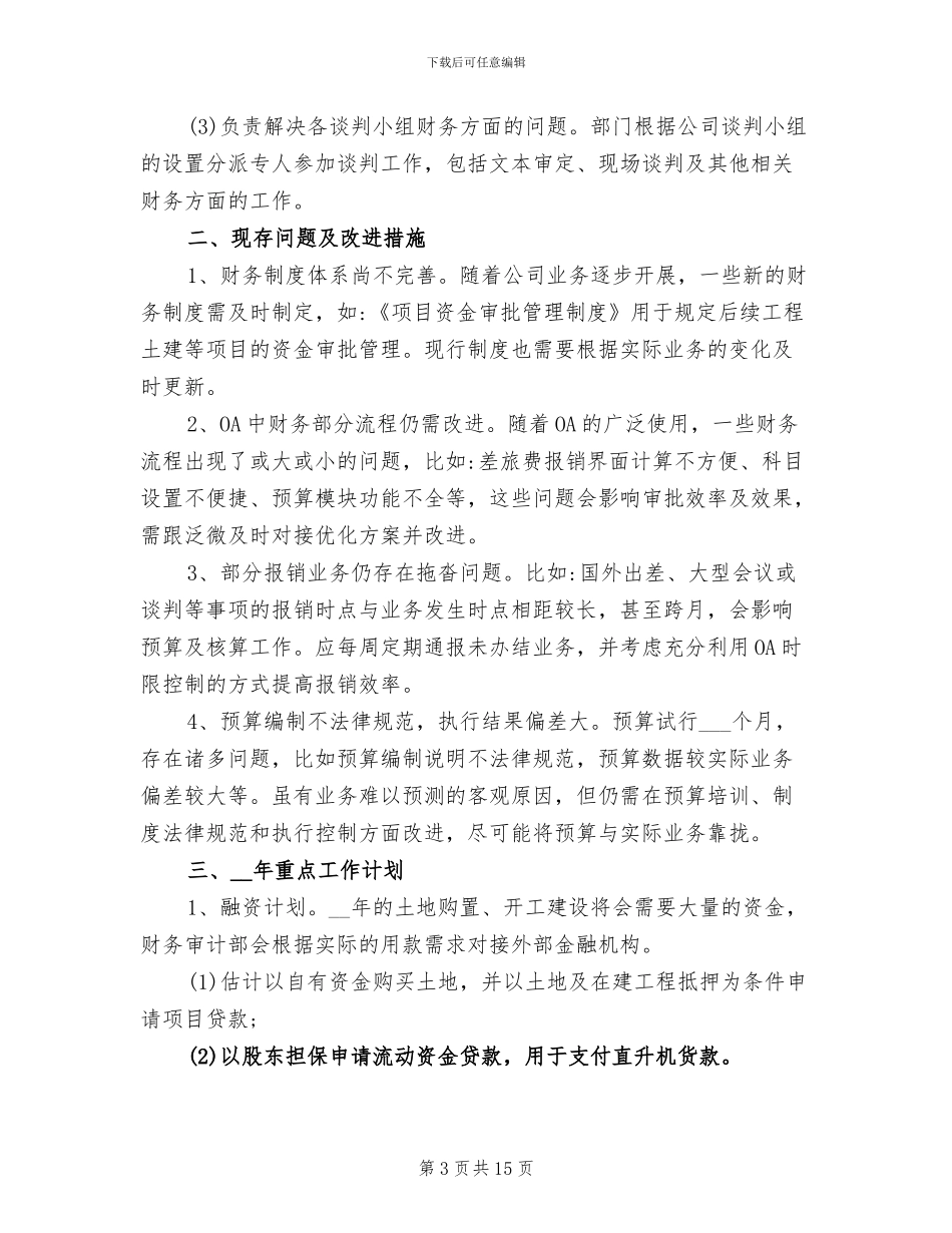 2024年财务审计部工作总结及工作计划_第3页