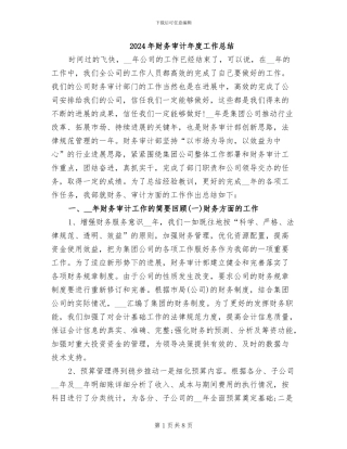 2024年财务审计年度工作总结
