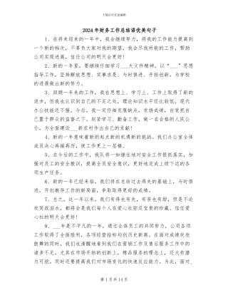 2024年财务工作总结语优美句子
