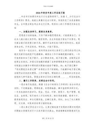 2024年财务年度工作总结万能