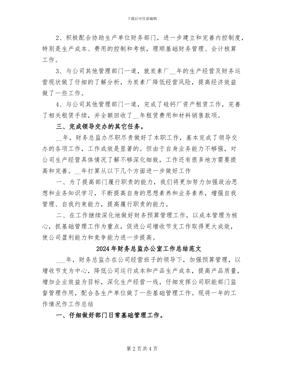 2024年财务总监办公室工作总结报告_第2页