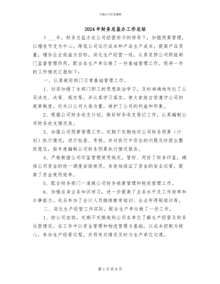 2024年财务总监办工作总结