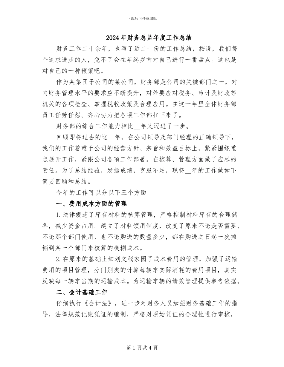 2024年财务总监年度工作总结_第1页
