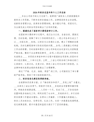 2024年财务总监年终个人工作总结