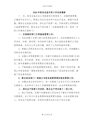 2024年财务总监年终工作总结最新