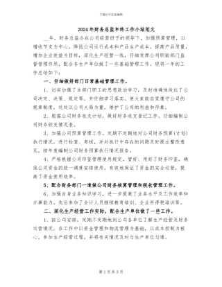 2024年财务总监年终工作小结范文