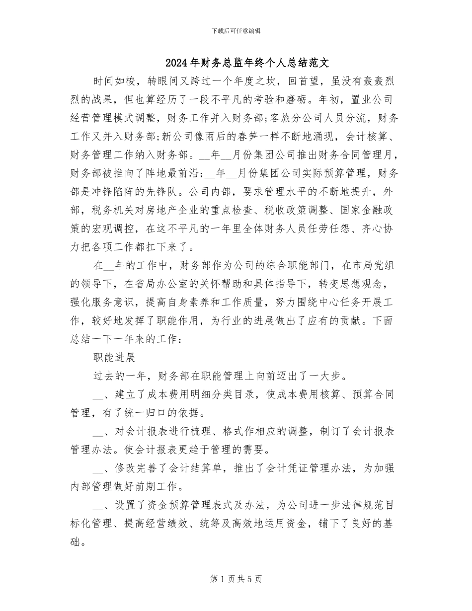 2024年财务总监年终个人总结范文_第1页