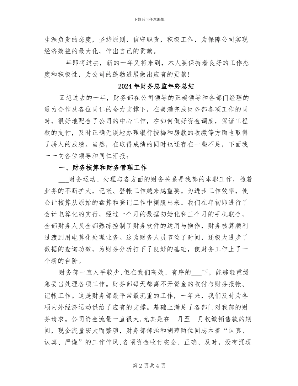 2024年财务总监年终工作总结范本_第2页