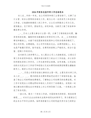 2024年财务总监年终工作总结范本
