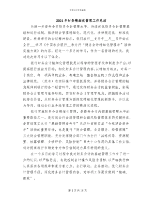 2024年财务精细化管理工作总结