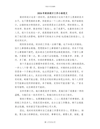 2024年财务统计工作小结范文