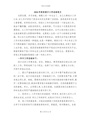 2024年财务统计工作总结范文