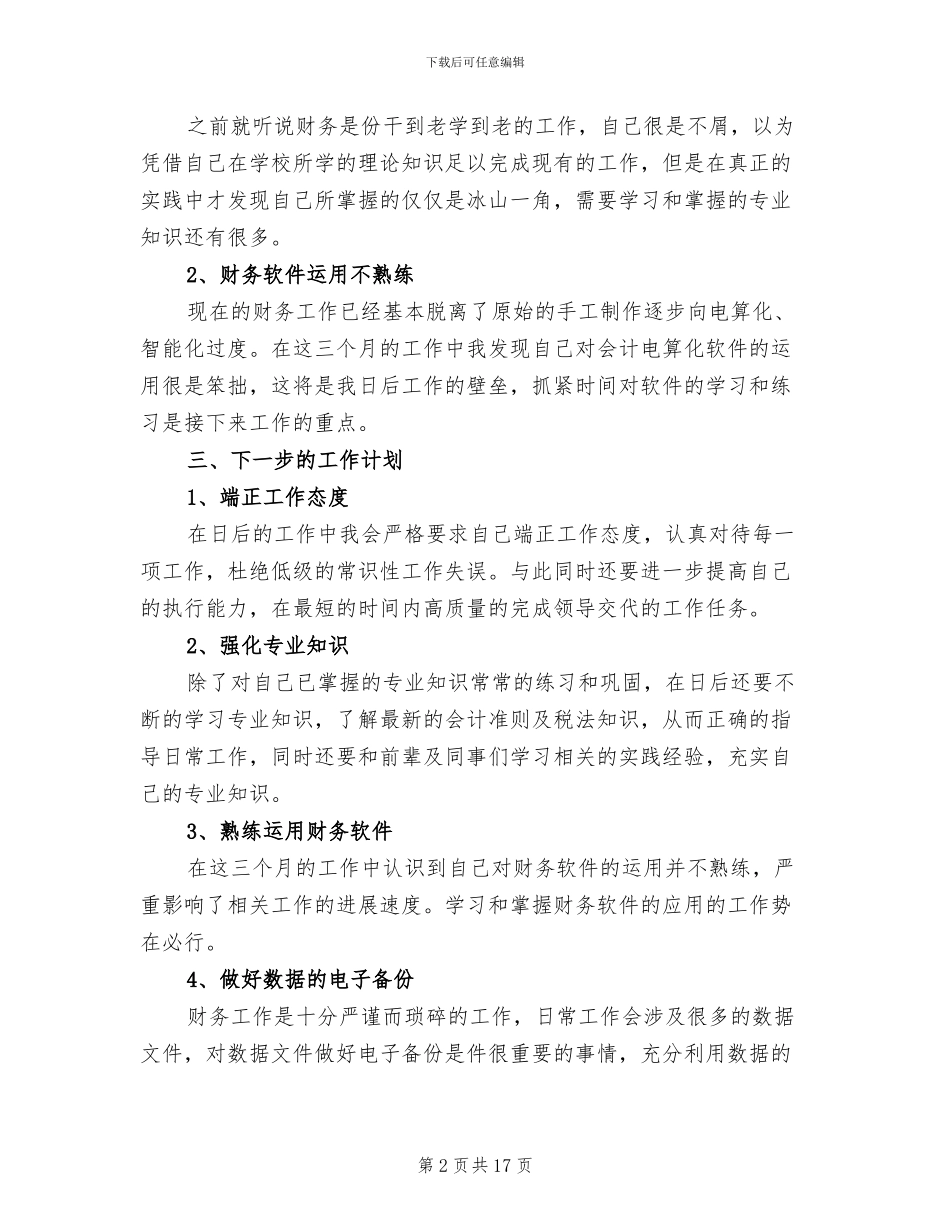 2024年财务试用期三个月工作总结_第2页