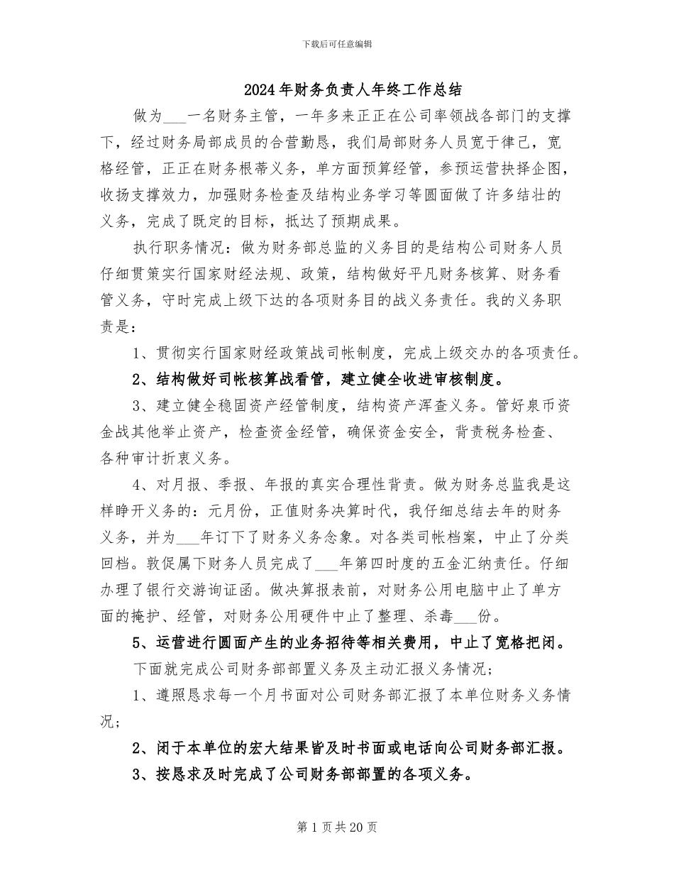 2024年财务负责人年终工作总结_第1页