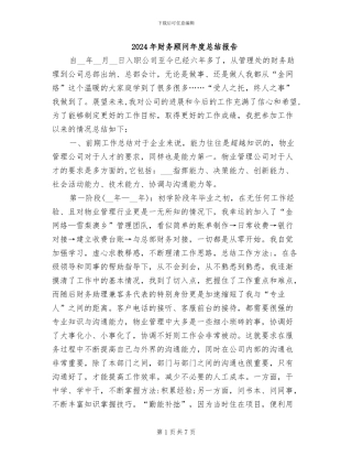 2024年财务顾问年度总结报告