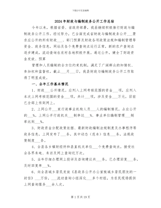 2024年财政与编制政务公开工作总结