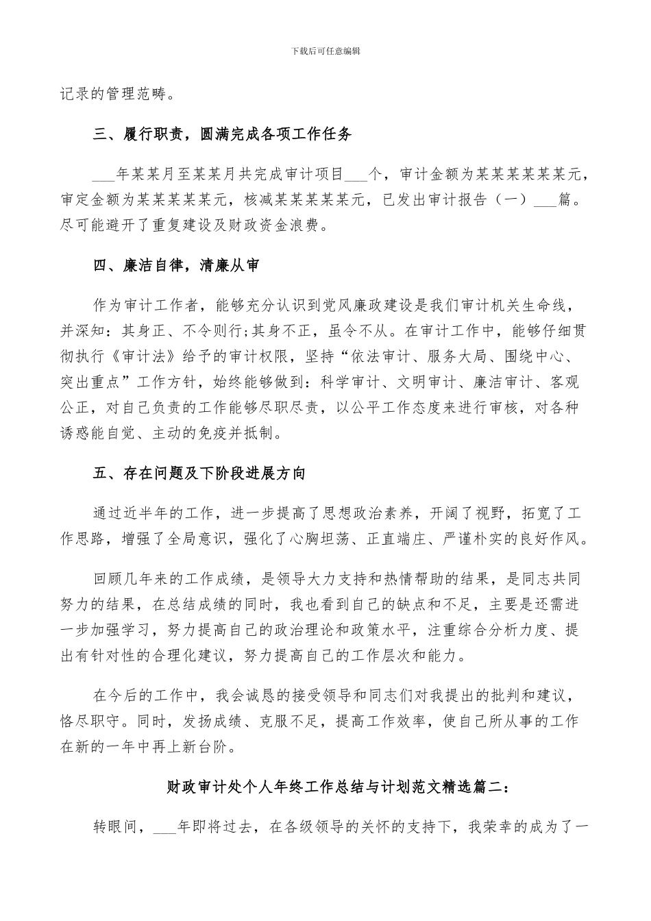 2024年财政审计处个人年终工作总结与计划范文_第2页