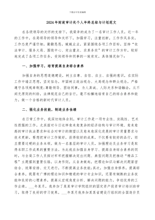 2024年财政审计处个人年终总结与计划范文
