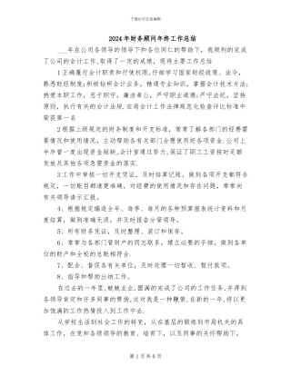 2024年财务顾问年终工作总结