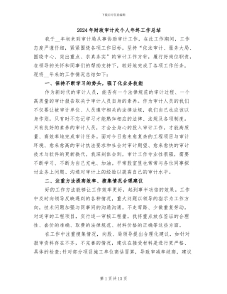 2024年财政审计处个人年终工作总结