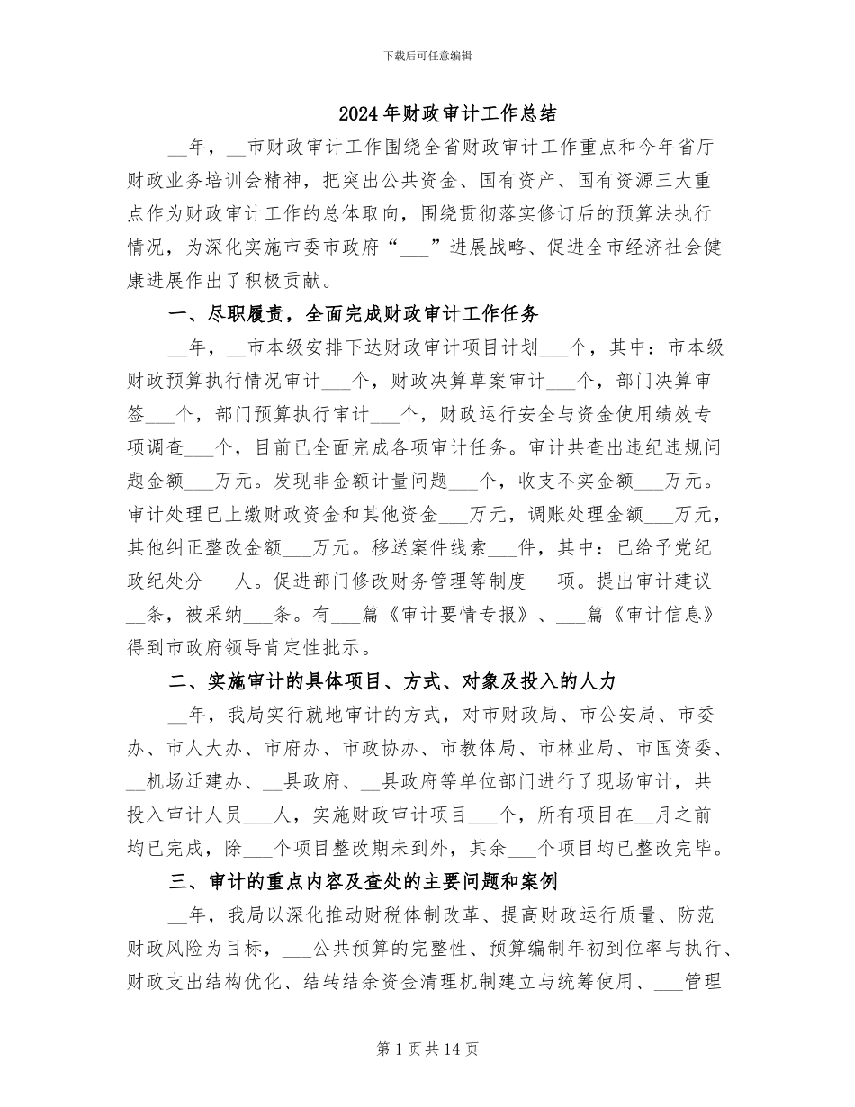 2024年财政审计工作总结_第1页