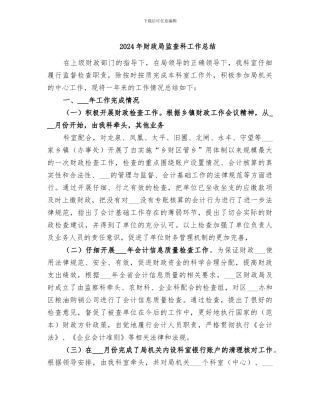 2024年财政局监查科工作总结