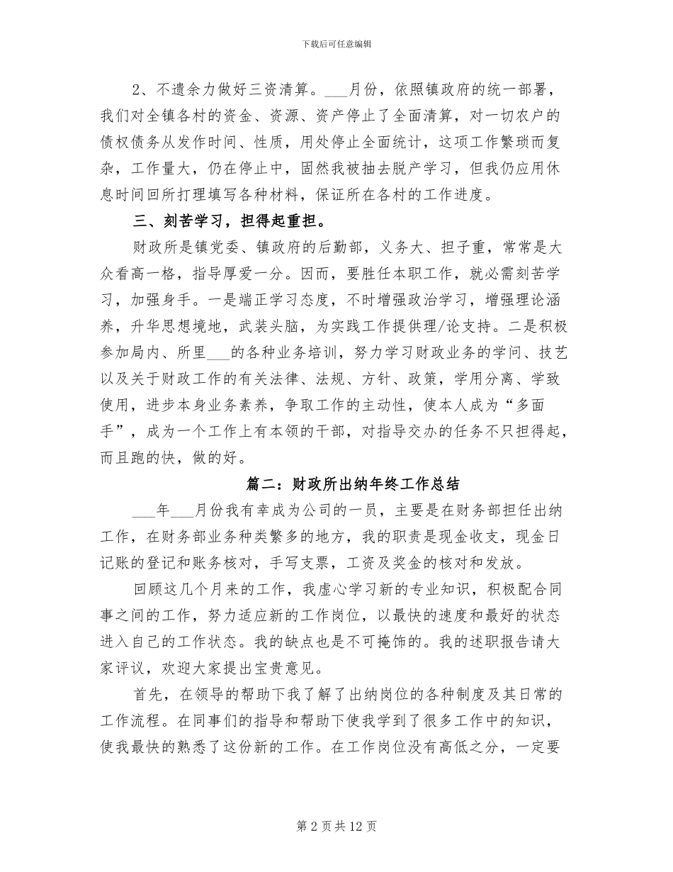 2024年财政所出纳年终工作总结_第2页