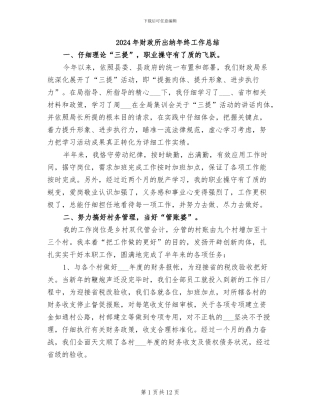 2024年财政所出纳年终工作总结