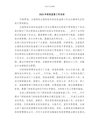 2024年财政监督工作总结