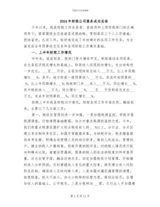 2024年财税公司服务成功总结