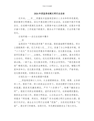 2024年质监局创建文明行业总结