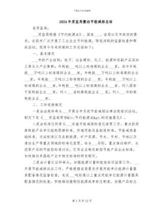 2024年质监局整治节能减排总结