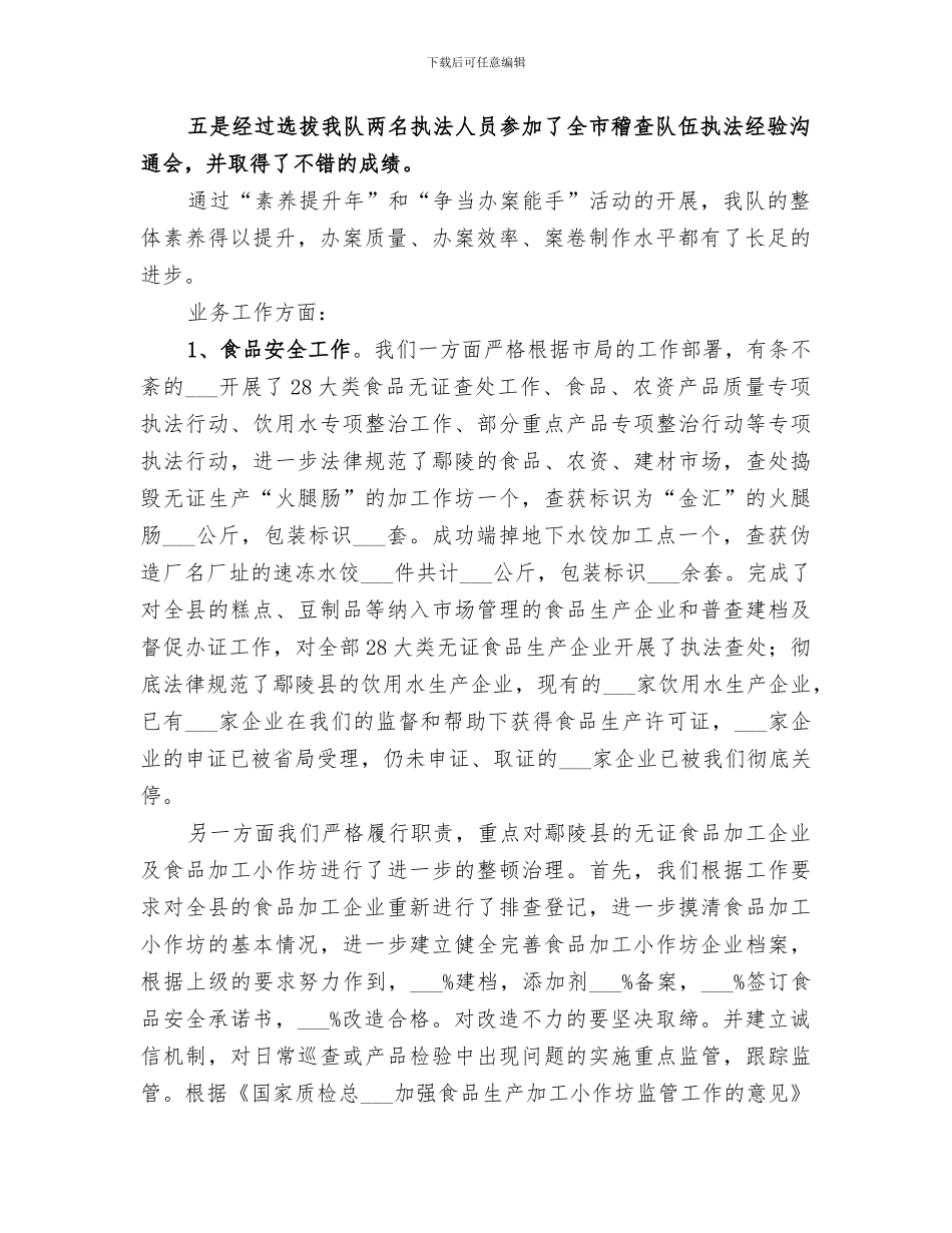 2024年质监局稽查队工作总结范文_第2页