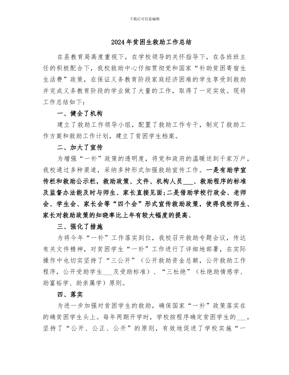 2024年贫困生救助工作总结_第1页