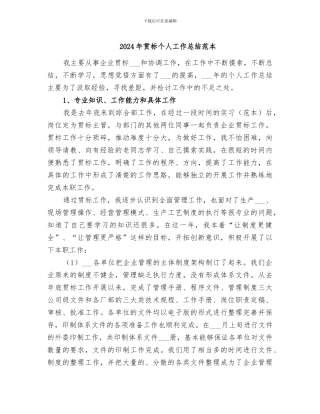 2024年贯标个人工作总结范本