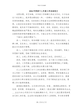 2024年贸易个人年度工作总结范文