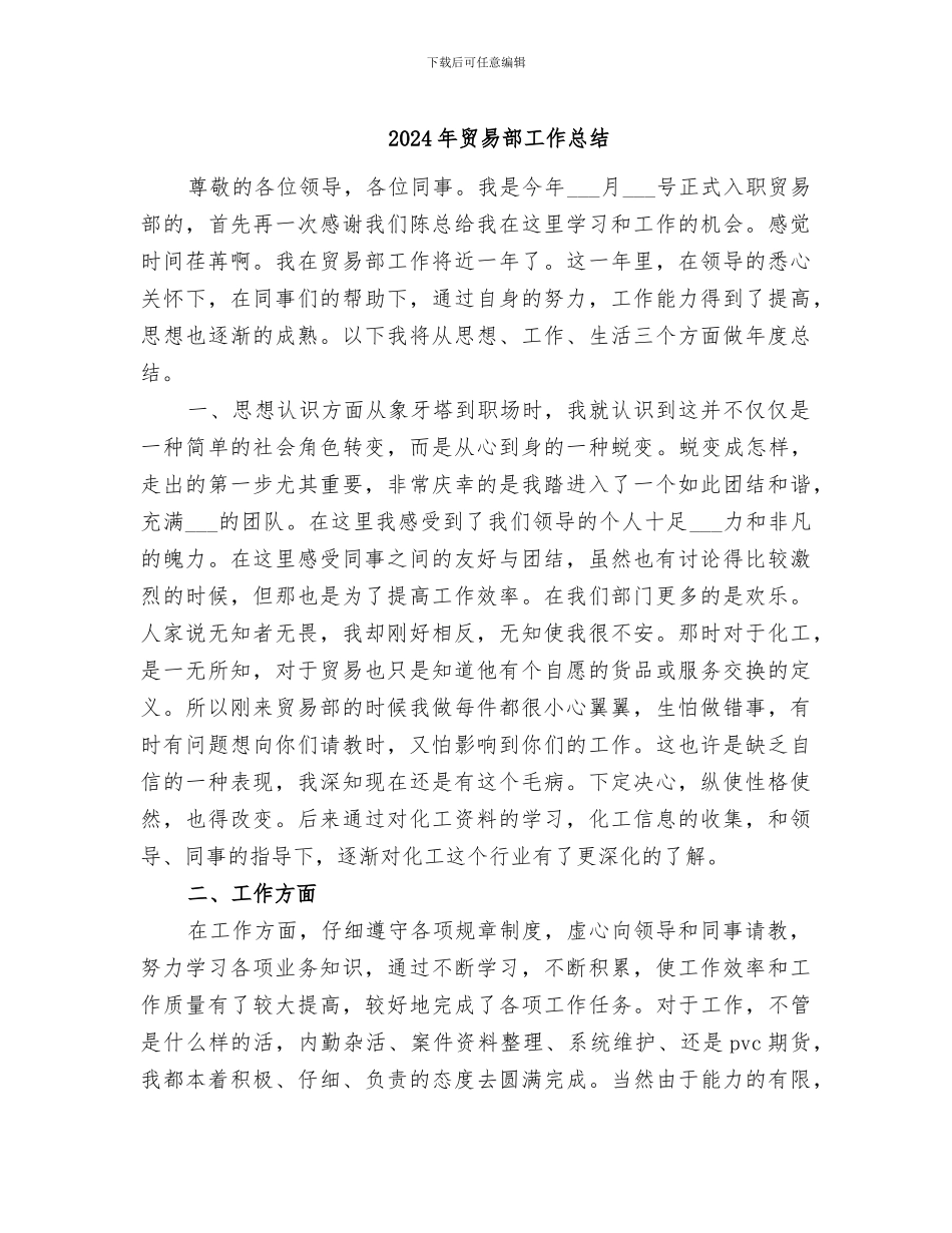 2024年贸易部工作总结_第1页