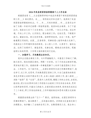 2024年赴县级团委挂职锻炼个人工作总结