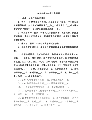 2024年超前钻探工作总结
