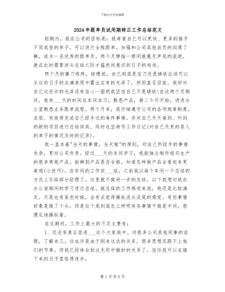 2024年跟单员试用期转正工作总结范文