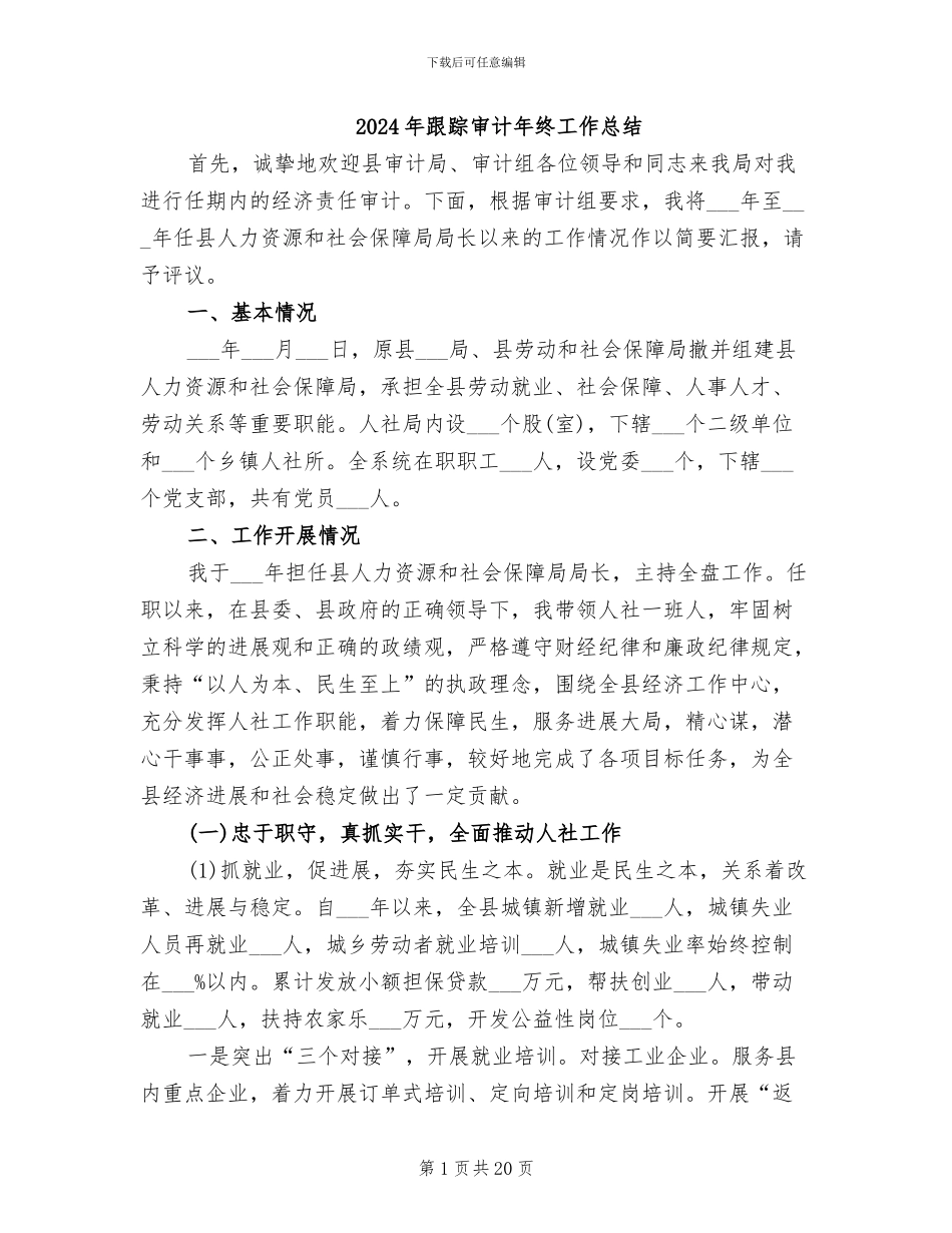 2024年跟踪审计年终工作总结_第1页