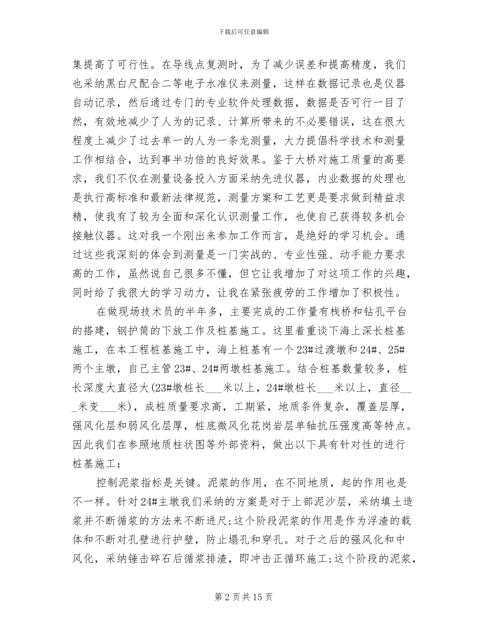 2024年路桥专业技术工作总结_第2页