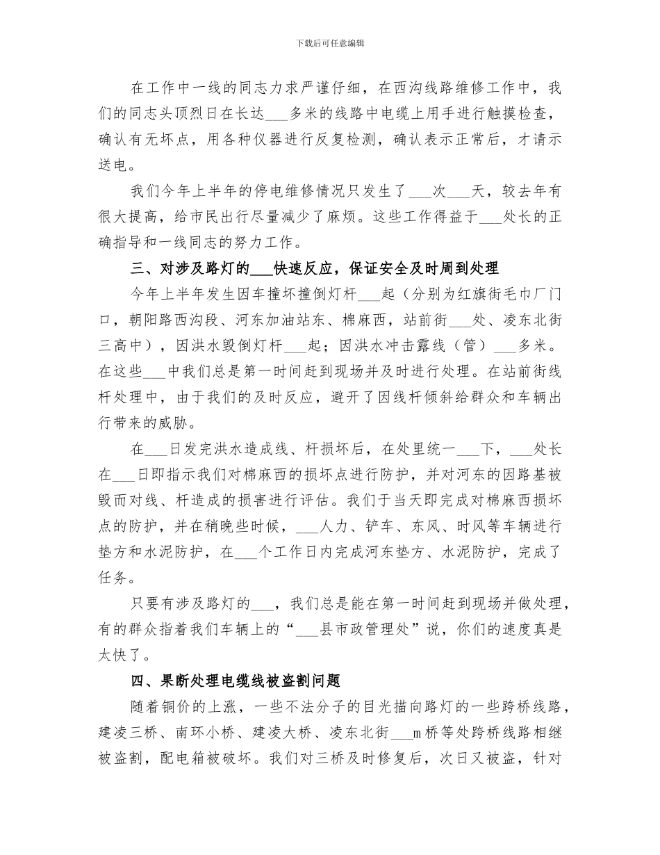 2024年路灯管理处上半年工作总结_第2页