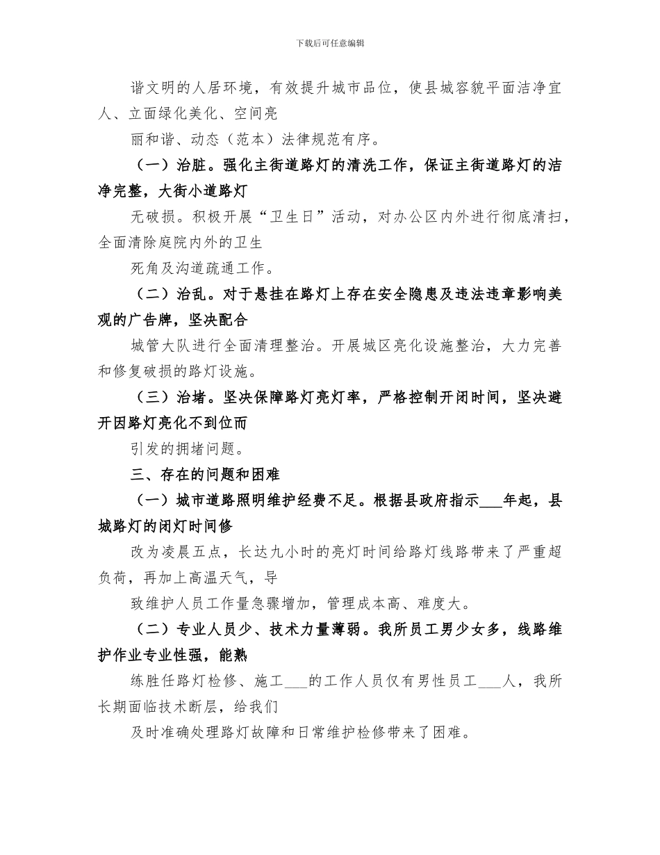 2024年路灯管理所年终工作总结_第3页