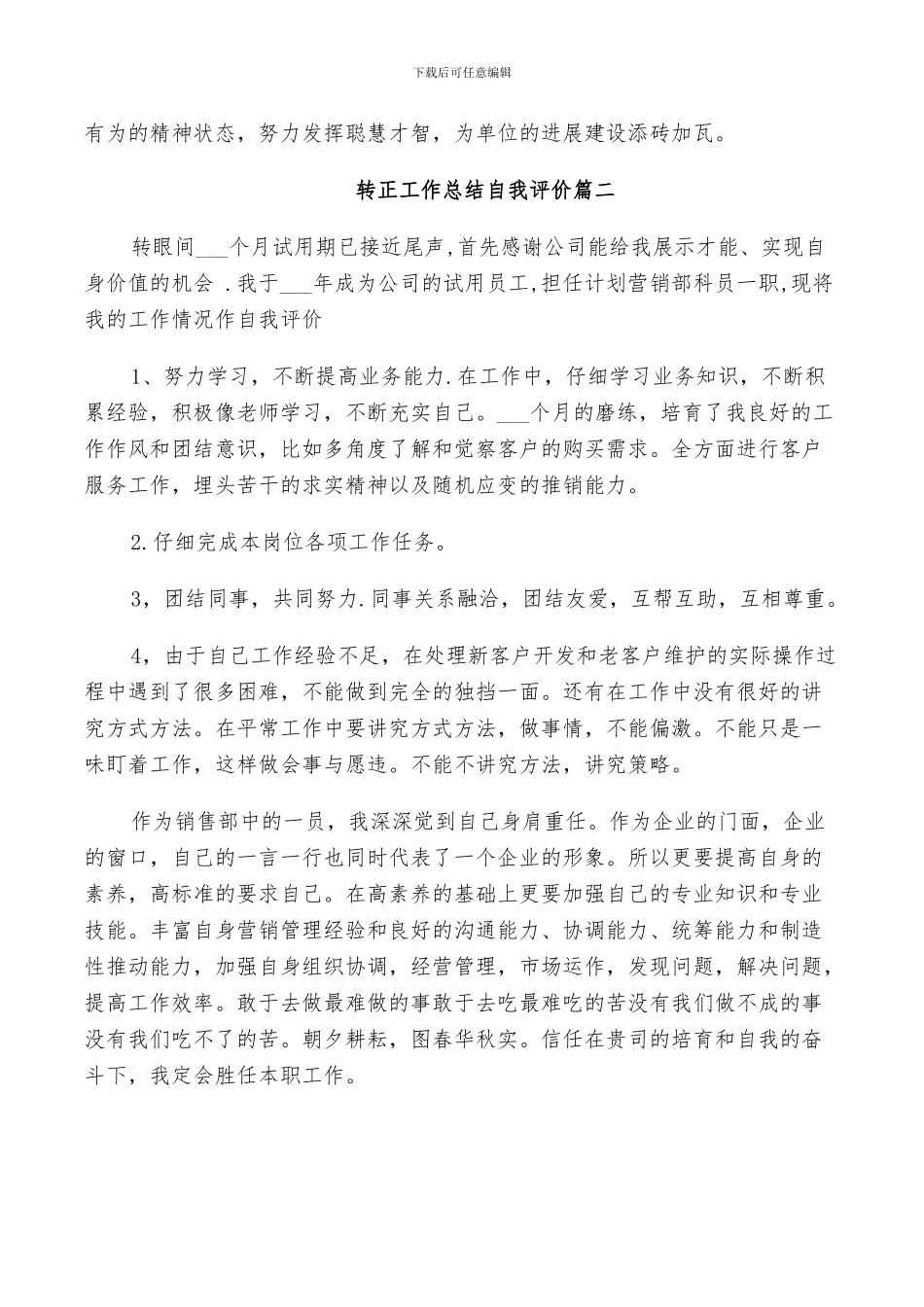 2024年转正工作总结自我评价_第2页